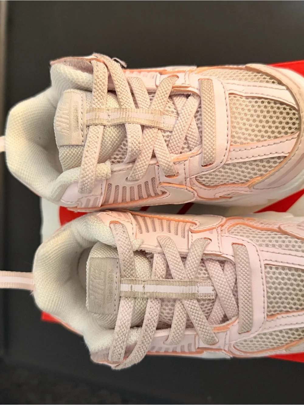 Nike Kids Pink and White Athletic Sneakers with Hook-and-Loop Strap